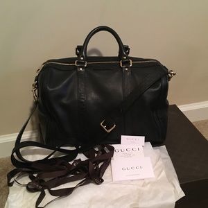 Gucci Joy Boston Black Leather Logo Bandouliere